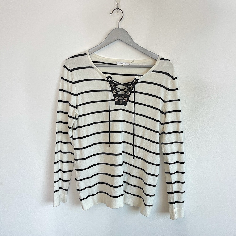 Calvin Klein Black & White Striped Long Sleeve